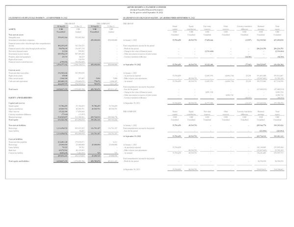 Arindo Holdings 2022 Interim Results For The Third Quarter