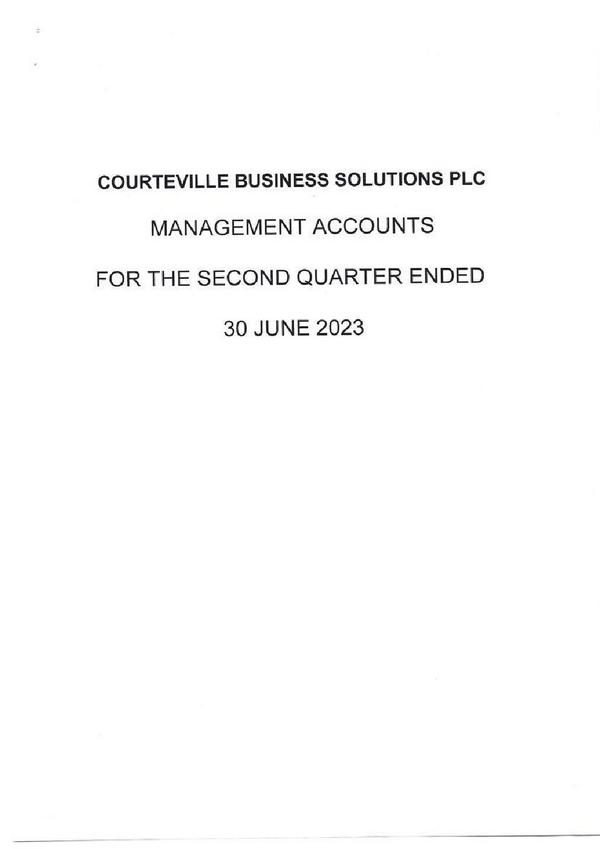 Courteville Business Solutions Plc 2023 Interim Results For The Second Quarter