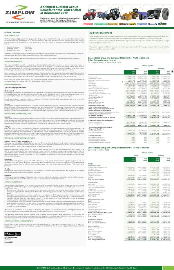 Zimplow Holdings Limited 2022 Abridged Results