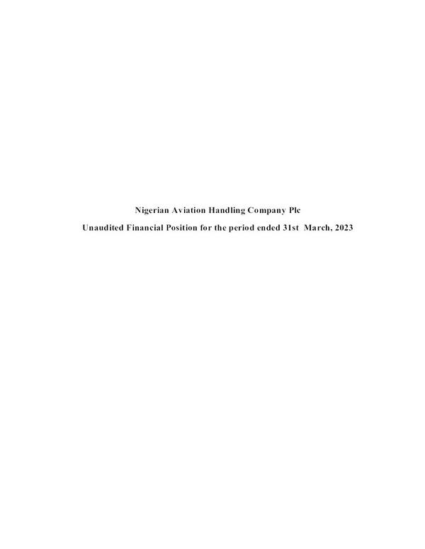Nigerian Aviation Handling Company Plc 2023 Interim Results For The First Quarter