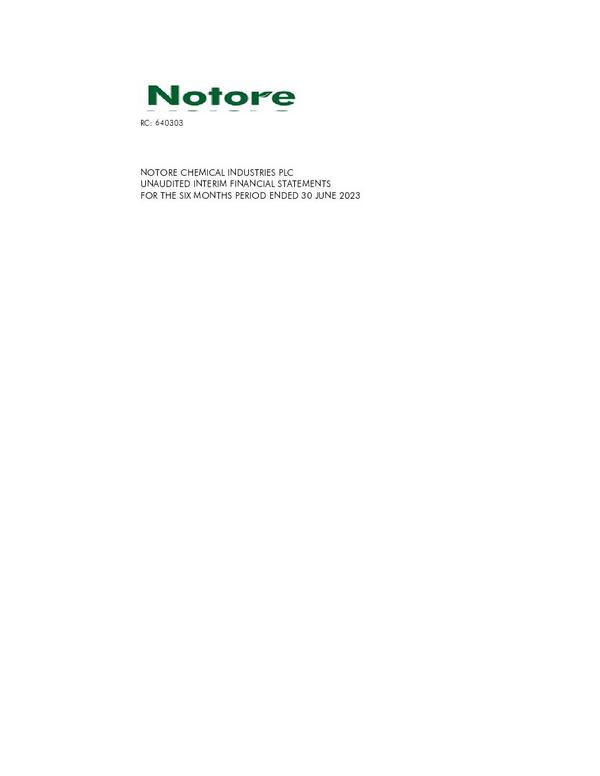 Notore Chemical Industries Plc 2023 Interim Results For The Half Year