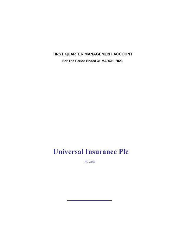 Universal Insurance Company Plc 2023 Interim Results For The First Quarter