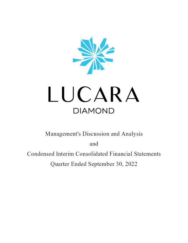 Lucara Diamonds Corporation 2022 Interim Results For The Third Quarter