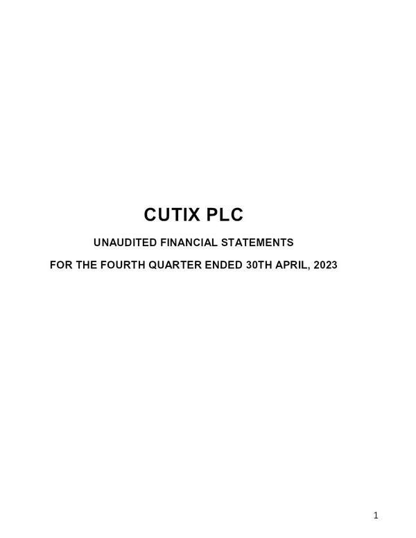 Cutix Plc 2023 Abridged Results