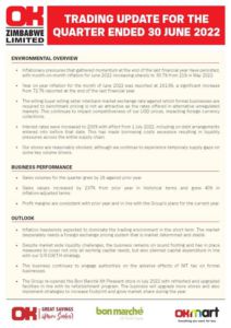 Ok Zimbabwe Limited 2023 Interim Results For The First Quarter