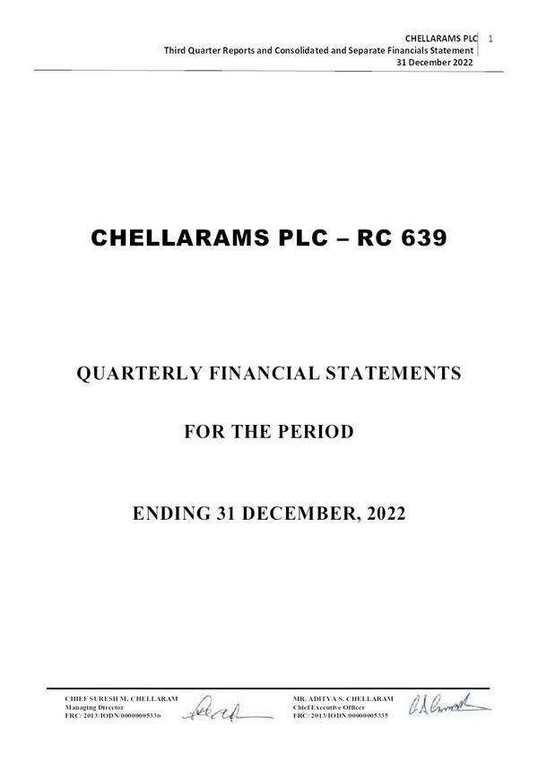 Chellarams Plc 2023 Interim Results For The Third Quarter