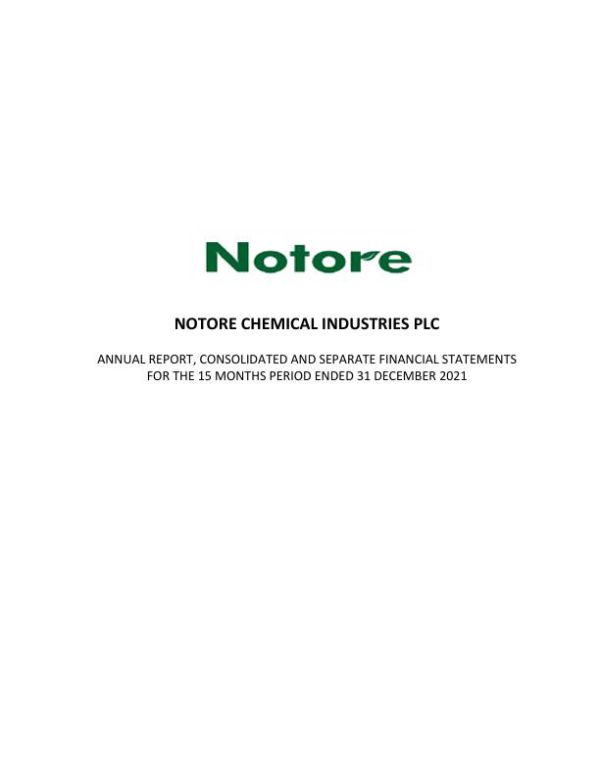 Notore Chemical Industries Plc NOTORE ng 2021 Annual Report