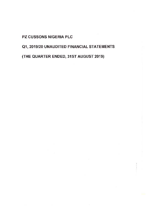 P Z Cussons Nigeria Plc. (PZ.ng) Q12020 Interim Report