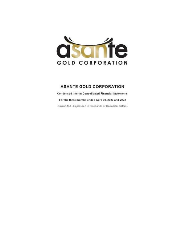 Asante Gold Corporation 2023 Interim Results For The First Quarter