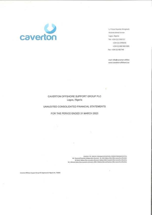 Caverton Offshore Support Group Plc 2023 Interim Results For The First Quarter