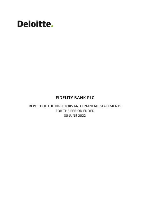 Fidelity Bank Plc 2022 Interim Results For The Half Year