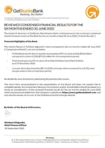 Getbucks Financial Services Limited 2022 Interim Results For The Half Year