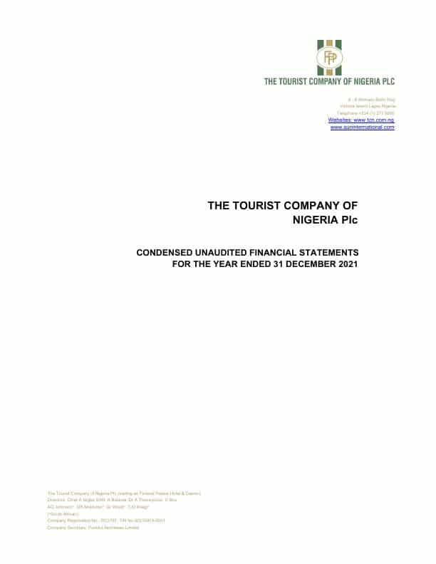 tourist company of nigeria plc annual report 2021