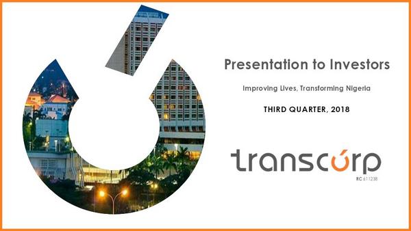 Transnational Corporation Of Nigeria Plc 2018 Presentation Results For The Third Quarter