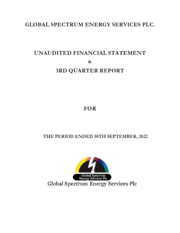 Global Spectrum Energy Services Plc 2022 Interim Results For The Third Quarter
