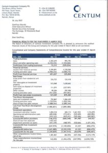 Centum Investment Limited 2022 Abridged Results
