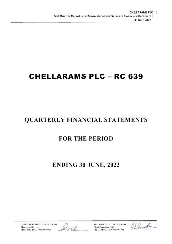 Chellarams Plc 2023 Interim Results For The First Quarter