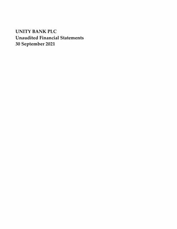 Unity Bank Plc (UNITYB.ng) Q32021 Interim Report