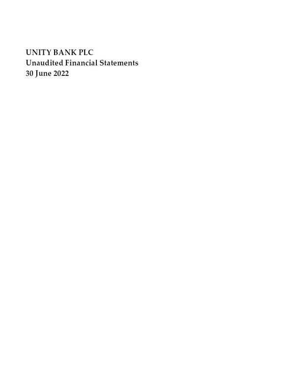 Unity Bank Plc 2022 Interim Results For The Half Year