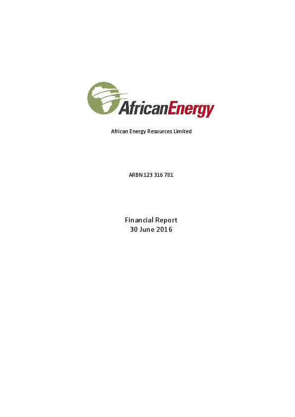 African Energy Resources Limited Afrbw 2016 Abridged Report