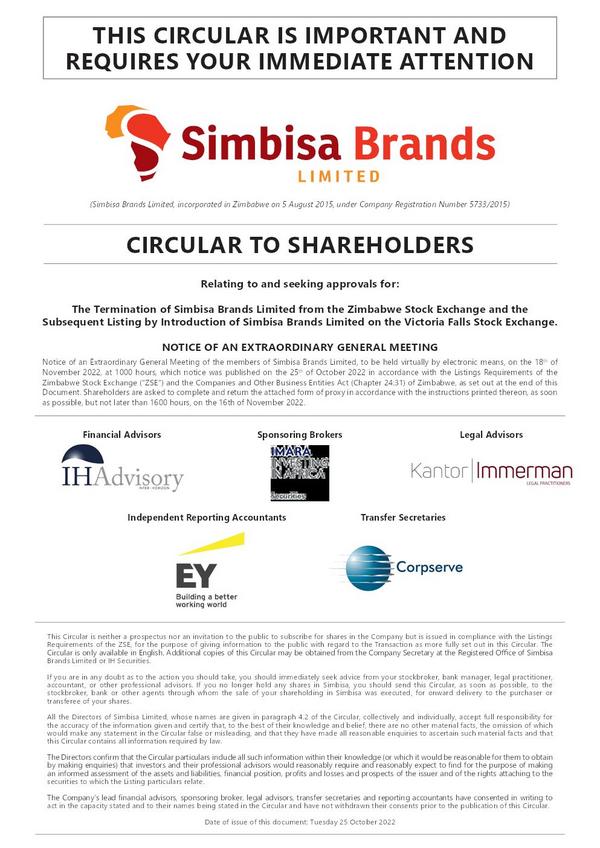 Simbisa Brands Limited 2022 Circular