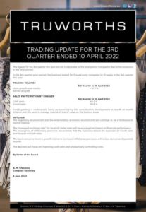 Truworths Limited 2022 Interim Results For The Third Quarter