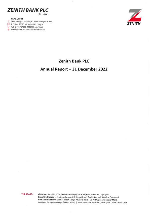 Zenith Bank Plc 2022 Annual Report