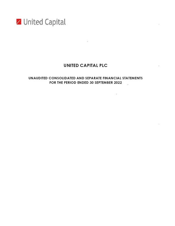 United Capital PLC (UBCAP.ng) Q32022 Interim Report