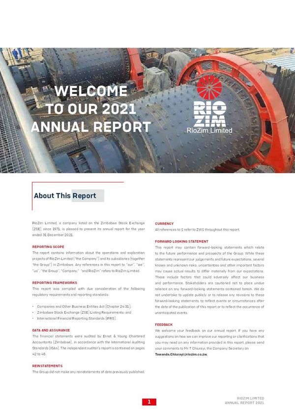 Riozim Limited 2021 Annual Report