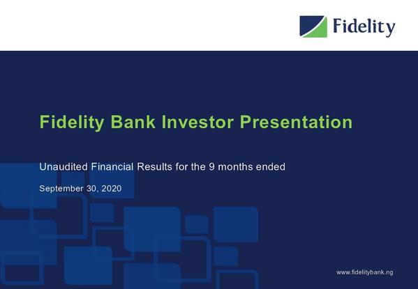 Fidelity Bank Plc 2020 Presentation Results For The Third Quarter