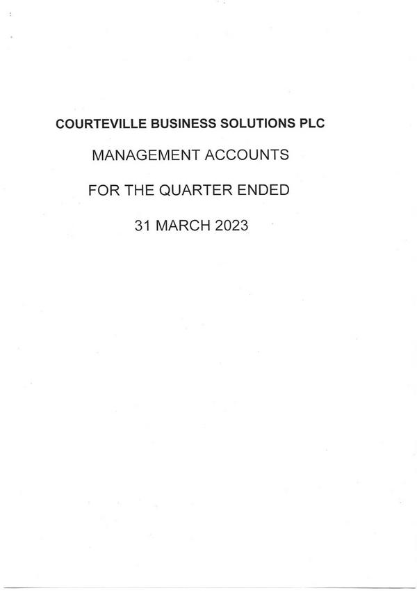 Courteville Business Solutions Plc 2023 Interim Results For The First Quarter