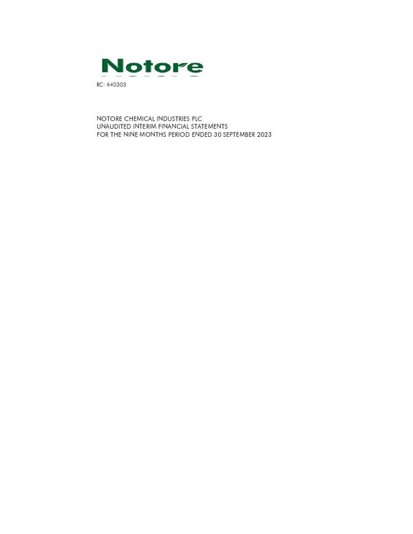 Notore Chemical Industries Plc 2023 Interim Results For The Third Quarter