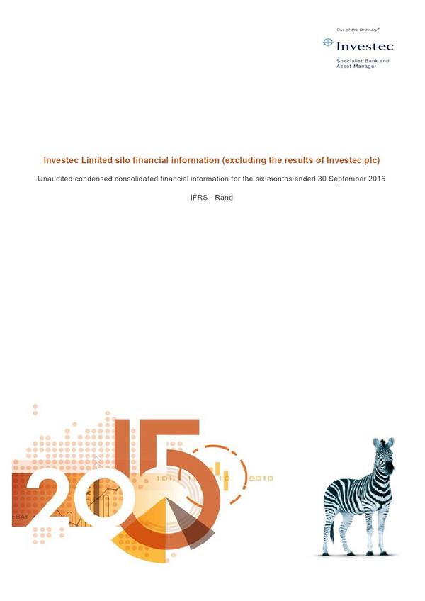 Investec Limited 2016 Interim Results For The Half Year