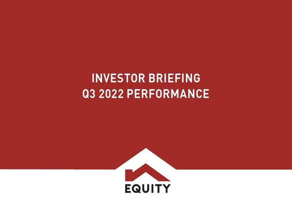 Equity Bank Limited 2022 Presentation Results For The Third Quarter