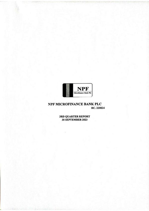 Npf Microfinance Bank Plc 2023 Interim Results For The Third Quarter