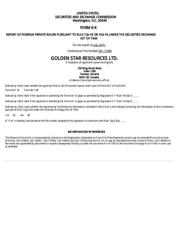 Golden Star Resources Limited (GSR.gh) HY2015 Interim Report