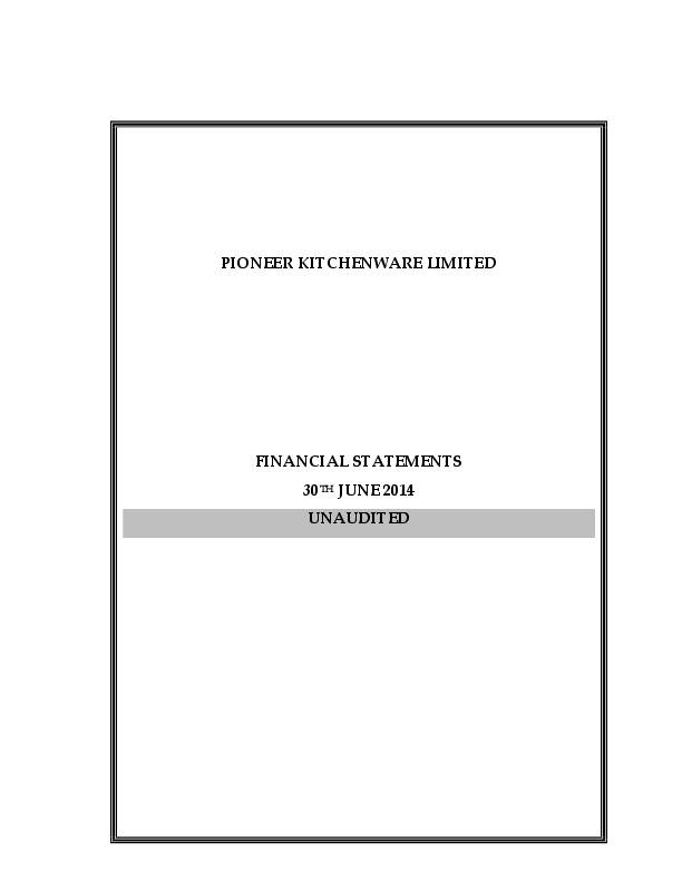 Pioneer Kitchenware Limited (PKL.gh) HY2014 Interim Report