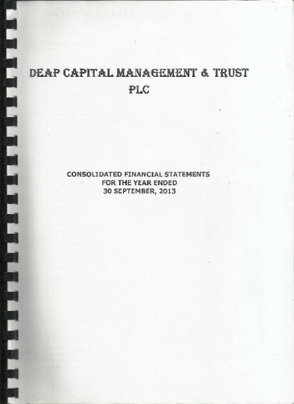 Deap Capital Management & Trust Plc (DEAPCA.ng) 2013 Annual Report