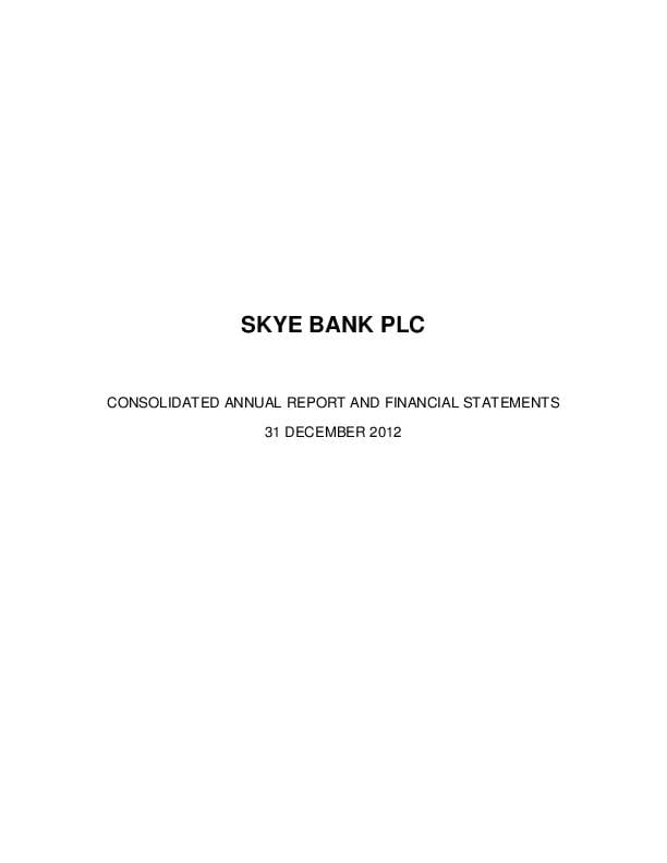 Skye Bank Plc (SKYEBA.ng) 2012 Annual Report