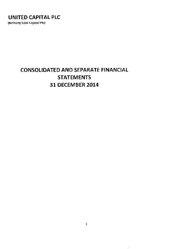 United Capital PLC (UBCAP.ng) 2014 Annual Report